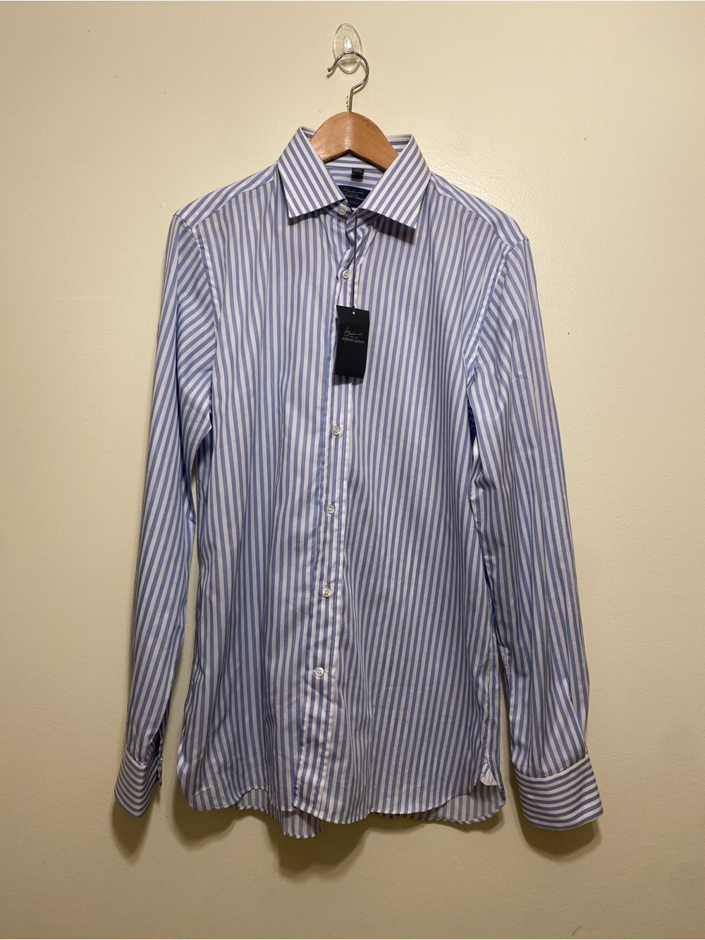 BERGDORF GOODMAN  Cotton Blue Stripe Dress Shirt . Sixt 41/26 New